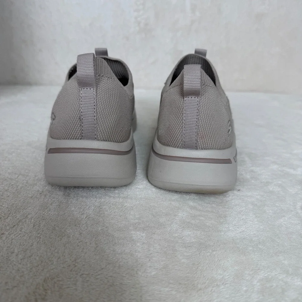 Skechers GoWalk Arch Fit Taupe Knit Slip On Walking Shoes Womens 7.5 Comfort
